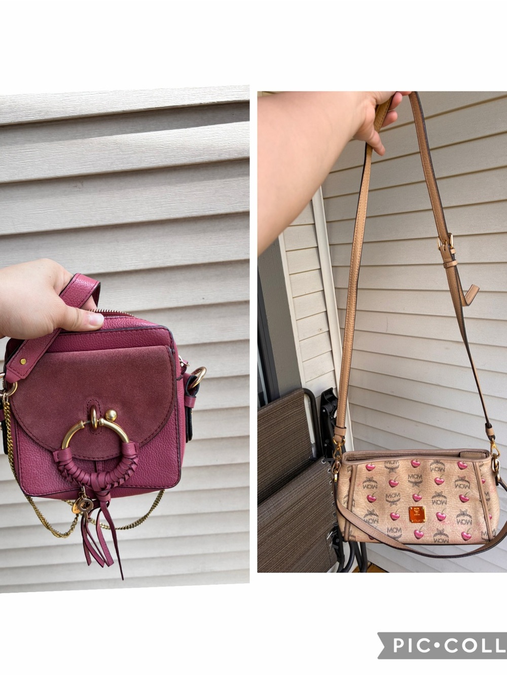 Chloe Suede & MCM 2 way Bag with Gold Ring Accent bundle